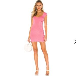 Lovers + Friends Adena Ruched Mini Dress In Flamingo Pink Medium Date Valentine
